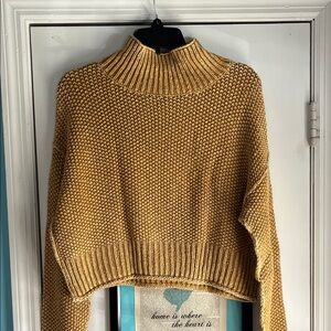 Free People Chunky Knit Mustard Cropped Sweater